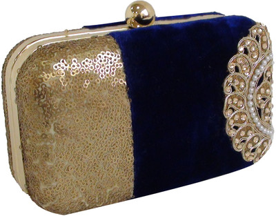 31% OFF on Fashion Jamun Box Women, Girls Formal, Party, Wedding Blue Velvet Clutch