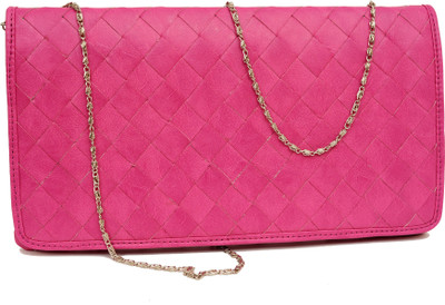 39% OFF on SG Collection Criss Cross Women Party Pink Fabric Clutch