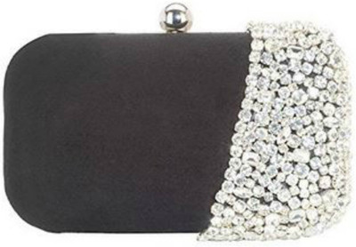 63% OFF on Uptown Laila Swaroski Studded Designer Women Party Black Velvet Clutch