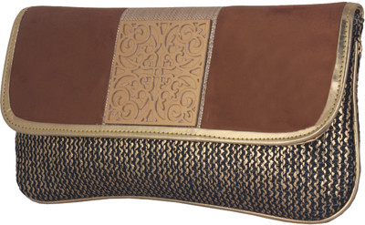 20% OFF on Mela Laser Cut Broach Women Festive, Party, Wedding Brown Polyester, Velvet Clutch