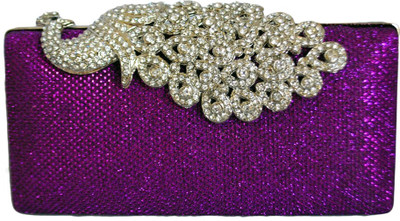 40% OFF on Chicastic Peacock Motif Rhinestone Studded Evening Purse Women Wedding Purple Crystal Clutch