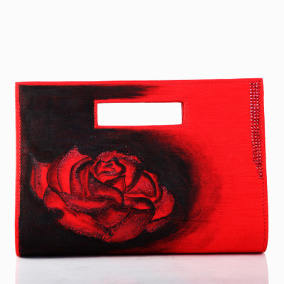 80% OFF on Rangrage Handpainted Romantic Rose Ladies Women Casual Red Silk Clutch