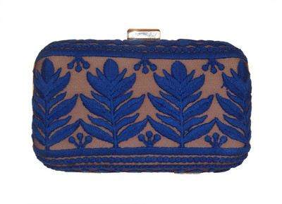 Ruhmet Linear Lace Blue Women Party, Wedding, Festive Blue Net Clutch