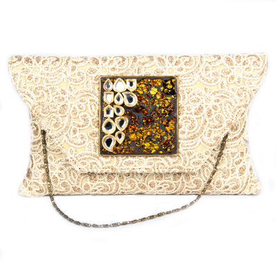 61% OFF on Saisha Classic Women Casual Gold Silk Clutch