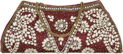 62% OFF on Cocktail Bold Sling Women Party Maroon Silk Clutch