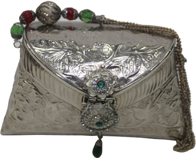 30% OFF on Mex Metal Frame Women Party Silver Synthetic Clutch