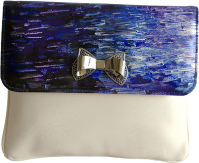 55% OFF on Demure DM 06 Hand Painted Women Casual Purple, Black, White Canvas, PU Clutch