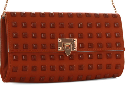 65% OFF on Abrazo Halfmoon Stud Girls, Women Casual Brown PU Clutch