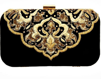 73% OFF on Uptown Laila Black Iris Women Wedding Black Metal Clutch