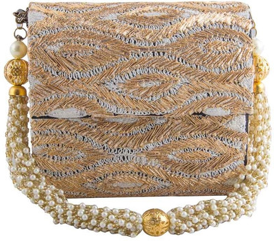 The Purple Sack Duo Bristle Women Party Beige Silk Clutch The Purple Sack Duo Bristle Women Party Beige Silk Clutch