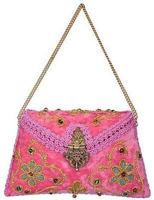 55% OFF on Uptown Laila Flowery Samosa with Sling Women Wedding Pink Fabric Clutch