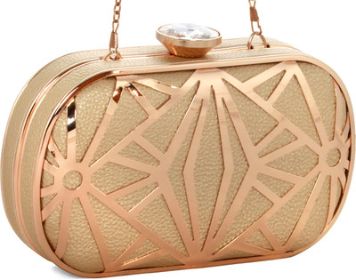 65% OFF on Abrazo Frame Girls, Women Casual Gold PU Clutch