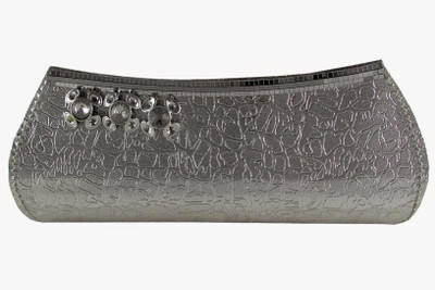 67% OFF on MTE Textured Shiny Women Formal Silver Non Leather Clutch