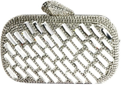 30% OFF on Mex Rectangle Stone Women Casual, Party Silver Beads Clutch