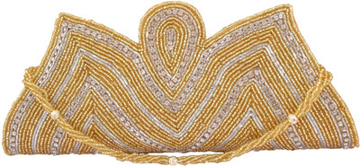 Freddys Women Festive Gold Fabric Clutch Freddys Women Festive Gold Fabric Clutch