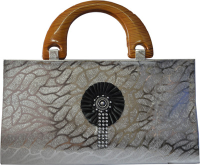 Freddys Fancy Silk Women Festive, Casual Silver Satin Clutch Freddys Fancy Silk Women Festive, Casual Silver Satin Clutch