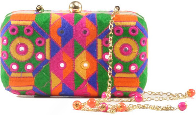 40% OFF on The Creative Hub Color Pop Women Party Multicolor Fabric Clutch