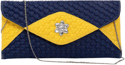 52% OFF on Escobar Cross Town Women Casual, Formal, Party, Wedding Blue, Yellow Non-Leather Clutch