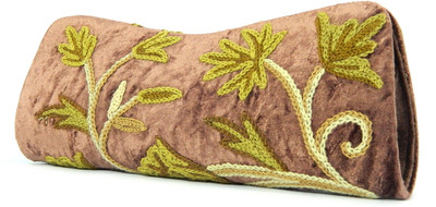 54% OFF on Aabeer Kashmiri Hand Embroidered Women Party Brown Velvet Clutch