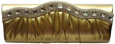Richborn Women Party Gold Genuine Leather Clutch