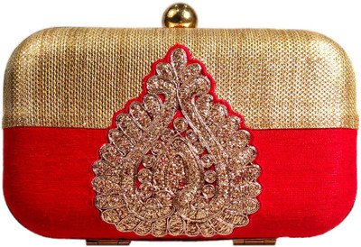 20% OFF on Charming S128 Women, Girls Party, Wedding Red Dupion Clutch