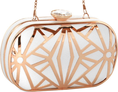 65% OFF on Abrazo Frame Girls, Women Casual White PU Clutch