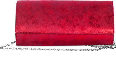 Mesmerizink Metalic Women Party Red Genuine Leather Clutch