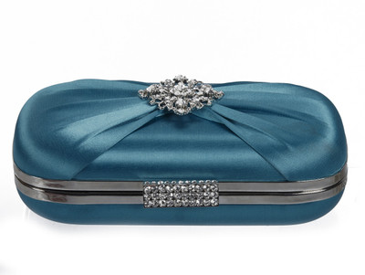 Shoebox Bag Women Party, Wedding Blue Fabric Clutch Shoebox Bag Women Party, Wedding Blue Fabric Clutch