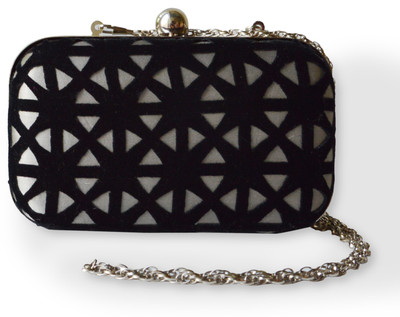 26% OFF on Ru.Saru Cut Work Women Casual Black, Silver Velvet Clutch