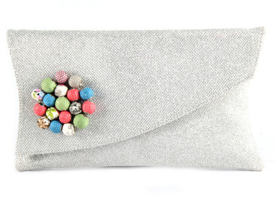 66% OFF on Saisha Women Casual Silver Silk Clutch