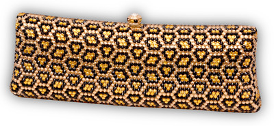 55% OFF on Etui Women Casual, Party, Wedding Gold, Black Metal Clutch