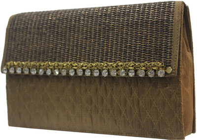 20% OFF on Mela Quilted Women Festive, Party, Wedding Gold Polyester Clutch
