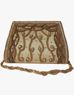 Moksh A564GO210 Women Casual, Party Gold Silk Clutch