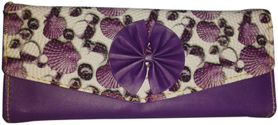 27% OFF on ShopeGift Shell Floral Women Party Purple PU Clutch
