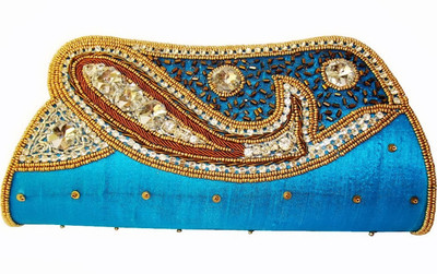 55% OFF on Moksh U403_BU260 Women Casual, Party Blue Silk Clutch 55% OFF on Moksh U403_BU260 Women Casual, Party Blue Silk Clutch