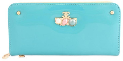 Circuzz Glossy Pearl Women Party Blue Genuine Leather Clutch