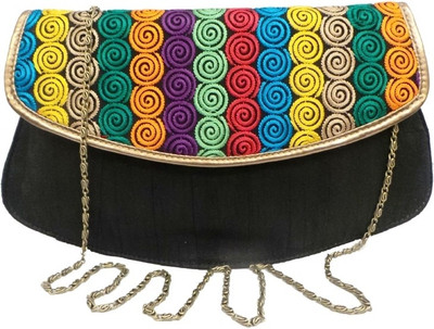 Bhamini Women Casual Black Silk Clutch Bhamini Women Casual Black Silk Clutch