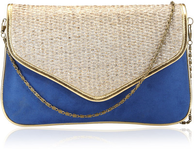 Dernier Cri 1294 Women Casual, Party, Wedding Blue PU Clutch