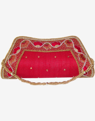 55% OFF on Moksh A808RD310 Women Casual, Party Red Silk Clutch