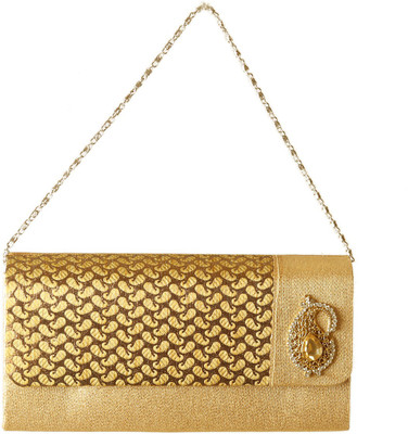 70% OFF on Flamboyance Diamond Brooch Box Women Wedding, Festive Gold Silk Clutch
