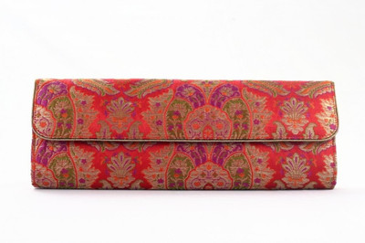 25% OFF on Evokriti Women Casual, Party Red Silk Clutch