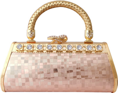35% OFF on Super Drool Crystal Studded Bow Clasp Women Formal Gold Metal Clutch