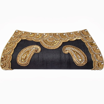 55% OFF on Moksh A127BK330 Women Casual, Party Black Silk Clutch