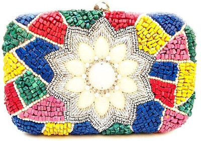 54% OFF on Uptown Laila Beaded Box Women Wedding Multicolor Fabric Clutch