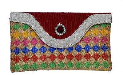 52% OFF on Bag Berry Thread Work Women Casual, Party Multicolor Jute Clutch