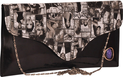 76% OFF on Sheomy 3D Print Large with shoulder chain Women Casual Black PU Clutch