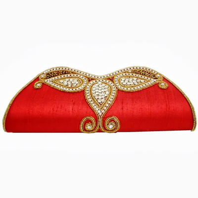 55% OFF on Moksh M738_RD315 Women Casual, Party Red Silk Clutch