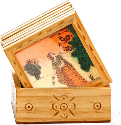 41% OFF on Aapno Rajasthan Square Wood, Gemstone Coaster Set