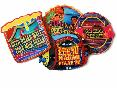 Roti Kapda Makaan Round Medium Density Fibreboard Coaster Set Roti Kapda Makaan Round Medium Density Fibreboard Coaster Set