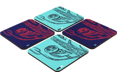 One For Blue Square Medium Density Fibreboard Coaster Set